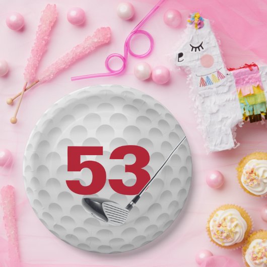 Golf Ball Design 53. Geburtstag Pappteller (Party)