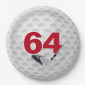 Golf Ball Design 64. Geburtstag Pappteller (Vorderseite)