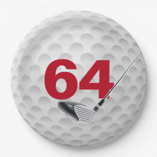 Golf Ball Design 64. Geburtstag Pappteller