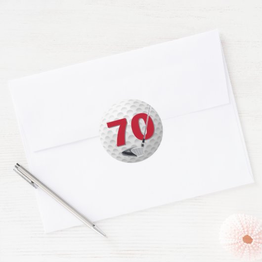 Golf Ball Design 70. Geburtstag Runder Aufkleber (Umschlag)