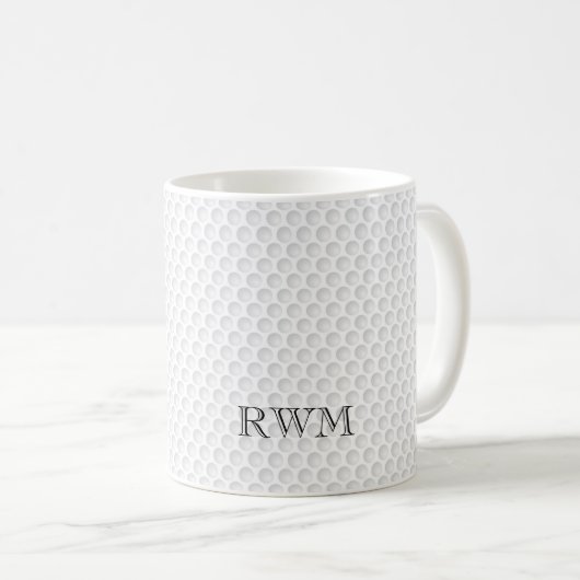 Golf Ball Dimples Classic INITIALS Sports Golfer Kaffeetasse (VorderseiteRechts)