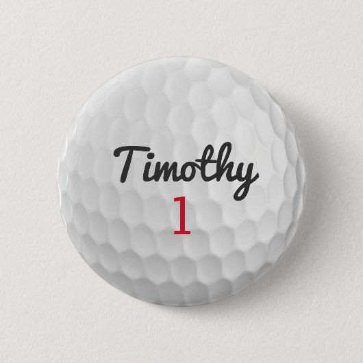 Golf Ball Dimples mit schwarzem Namen Button (Vorderseite)