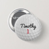 Golf Ball Dimples mit schwarzem Namen Button (Vorne & Hinten)