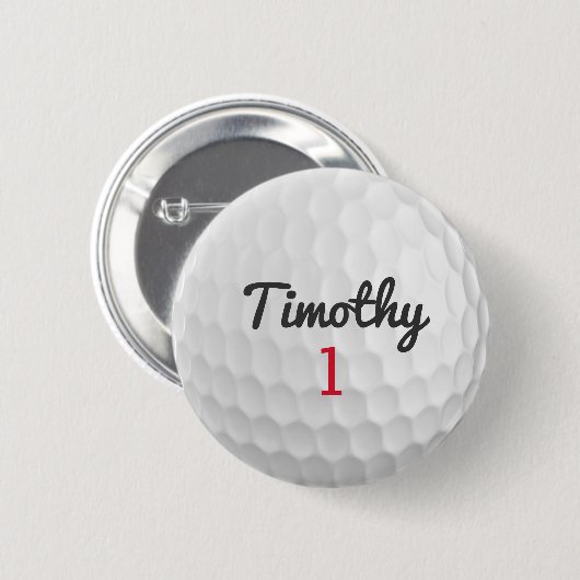 Golf Ball Dimples mit schwarzem Namen Button (Vorne & Hinten)