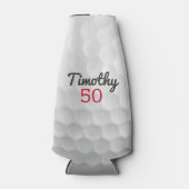 Golf Ball Dimples mit schwarzem Namen Flaschenkühler (Vorderseite)