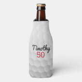 Golf Ball Dimples mit schwarzem Namen Flaschenkühler (Flaschenvorderseite)