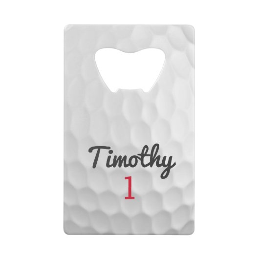 Golf Ball Dimples mit schwarzem Namen Geldbeutel Flaschenöffner (Vorderseite)