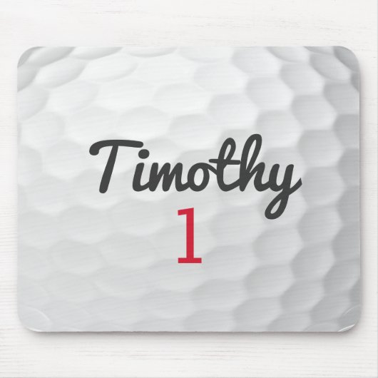 Golf Ball Dimples mit schwarzem Namen Mousepad (Vorne)