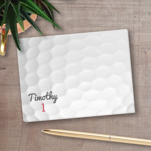 Golf Ball Dimples mit schwarzem Namen Post-it Klebezettel