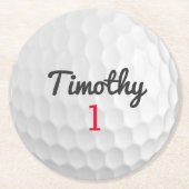 Golf Ball Dimples mit schwarzem Namen Runder Pappuntersetzer (Vorderseite)