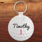 Golf Ball Dimples mit schwarzem Namen Schlüsselanhänger (Vorderseite)