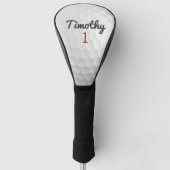 Golf Ball Dimples - Schwarzer Name - Red Number Headcover (Vorderseite)