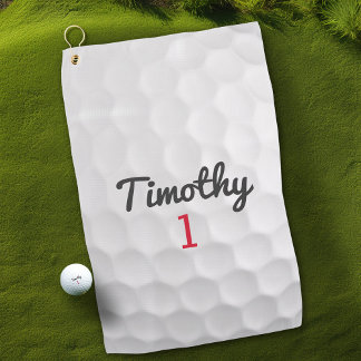 Golf Ball Dimples und schwarze Namensnummer Golfhandtuch