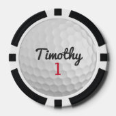 Golf Ball Dimples with Black Name Red Number Pokerchips (Vorderseite)
