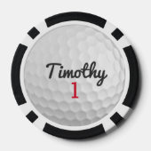 Golf Ball Dimples with Black Name Red Number Pokerchips (Rückseite)