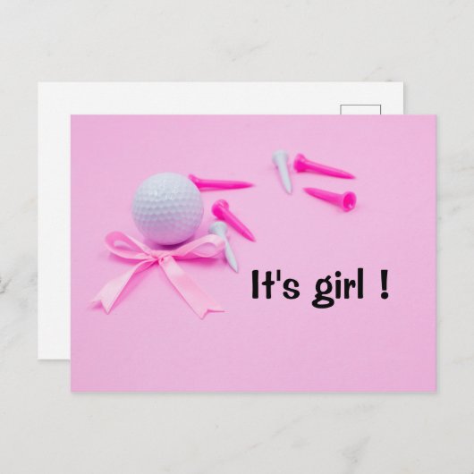 Golf Ball es Mädchen Dusche in Rosa Postkarte (Vorne/Hinten)