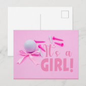 Golf Ball es Mädchen Dusche in Rosa Postkarte (Vorne/Hinten)