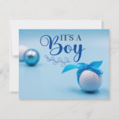 Golf Ball for baby Boy kommt mit Blue Ribbon Einladung (Vorderseite)