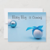 Golf Ball for baby Boy kommt mit Blue Ribbon Einladung (Vorderseite)