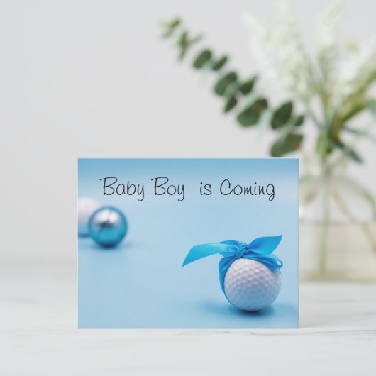 Golf Ball for baby Boy kommt mit Blue Ribbon Einladung (Stehend Vorderseite)