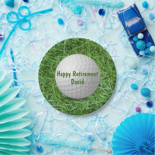 Golf Ball für den Ruhestand auf der Papierplatte Pappteller (Party)