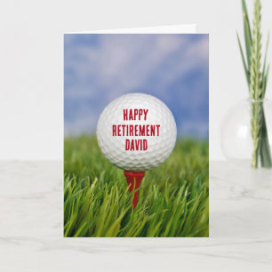 Golf-Ball für Rentner auf rotem T-Shirt Karte
