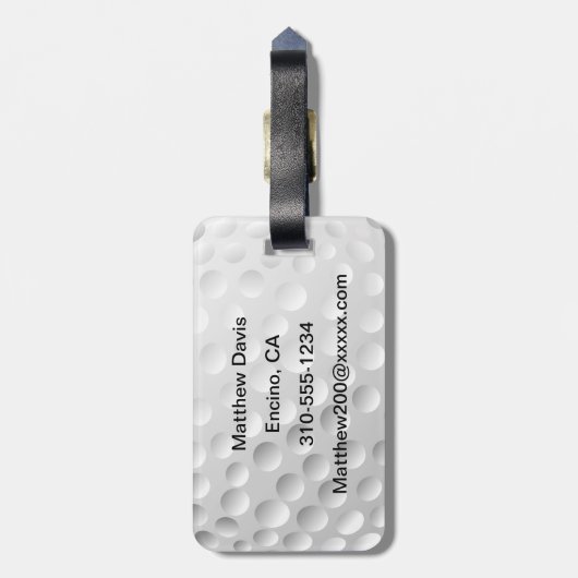 Golf Ball Gepäckanhänger (Rückseite vertikal)