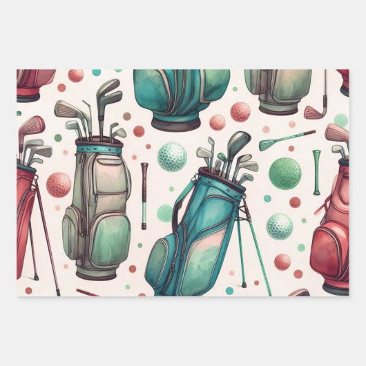 Golf Ball Geschenkpapier Set (Vorderseite)