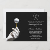 Golf Ball Glove Hand Elegante Hochzeit Einladung (Vorderseite)