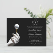 Golf Ball Glove Hand Elegante Hochzeit Einladung (Stehend Vorderseite)