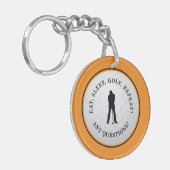 Golf Ball Golfer Modern Monogram Orange Black Schlüsselanhänger (Vorderseite links)