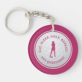 Golf Ball Golfer Modernes Monogramm Girl Pink Spor Schlüsselanhänger