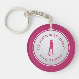 Golf Ball Golfer Modernes Monogramm Girl Pink Spor Schlüsselanhänger