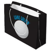 Golf Ball ⛳ 🎁 Golfspielen Große Geschenktüte (Rückseite Schrägansicht)