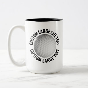 Golf Ball & Große Schrift SCHWARZ 15oz Custom Zweifarbige Tasse