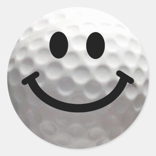 Golf Ball Happy Face Runder Aufkleber (Vorderseite)