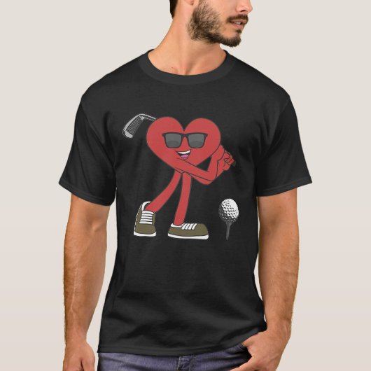 Golf Ball Happy Valentine's Day Heart Love Married T-Shirt (Vorderseite)