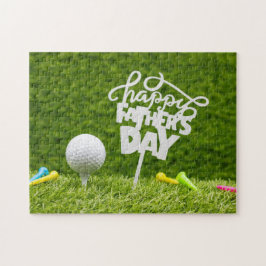 Golf Ball Happy Vatertag für Golf Papa auf Grün Puzzle