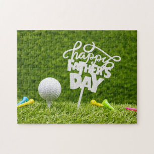 Golf Ball Happy Vatertag für Golf Papa auf Grün Puzzle