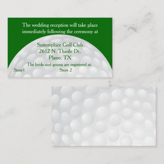 Golf Ball Hochzeitsempfang Begleitkarte (Vorne/Hinten)