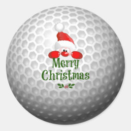 Golf Ball Holiday Design, Frohe Weihnachten Runder Aufkleber