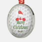 Golf Ball Holiday Design, Frohe Weihnachten Silbernes Ornament (Links)