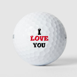 Golf Ball I Liebe Sie mit lustigem Gesicht auf Buc