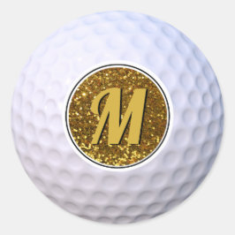 Golf Ball Imitate Gold Glitzer Anpassbare Monogram Runder Aufkleber