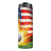 Golf Ball Impact American Flag Thermosbecher (Vorderseite)