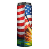 Golf Ball Impact American Flag Thermosbecher (Rückseite)