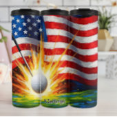 Golf Ball Impact American Flag Thermosbecher