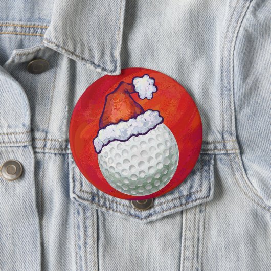 Golf Ball in Weihnachtsmannmütze Button (Beispiel)