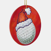 Golf Ball in Weihnachtsmannmütze Keramikornament (Rechts)