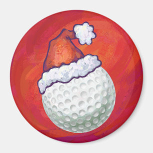 Golf Ball in Weihnachtsmannmütze Magnet